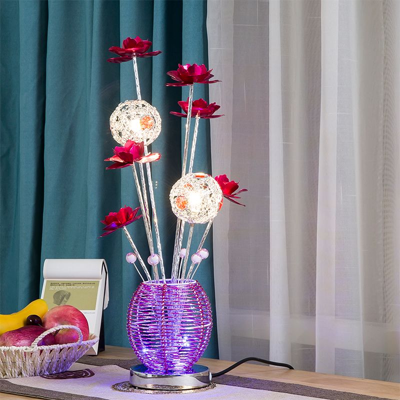 Rosa/rote LED Rosentisch Leichte dekorative Aluminium sphärische dekorative Nachttischlampe für Schlafzimmer