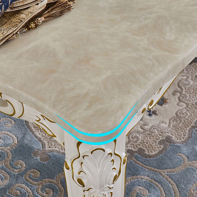 Vitoria White Marble Dining Table Rectangle Dining Table for Kitchen