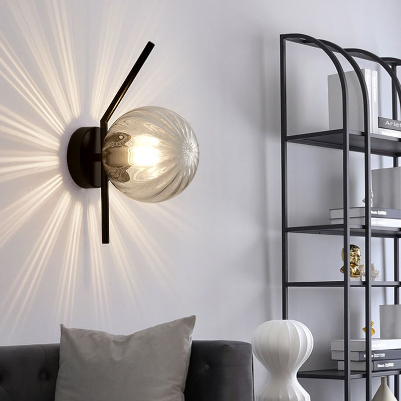 Simple 1-Light Wall Lighting Fixture Glass Spherical Wall Light for Hallway