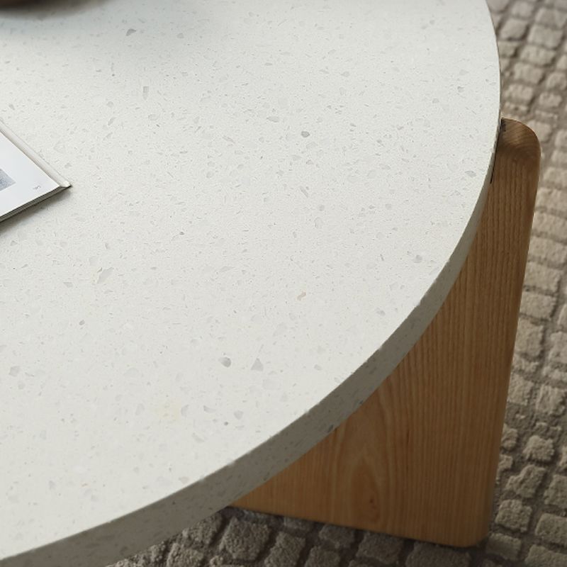 Contemporary Coffee Table 3 Legs Round Stone Coffee Cocktail Table