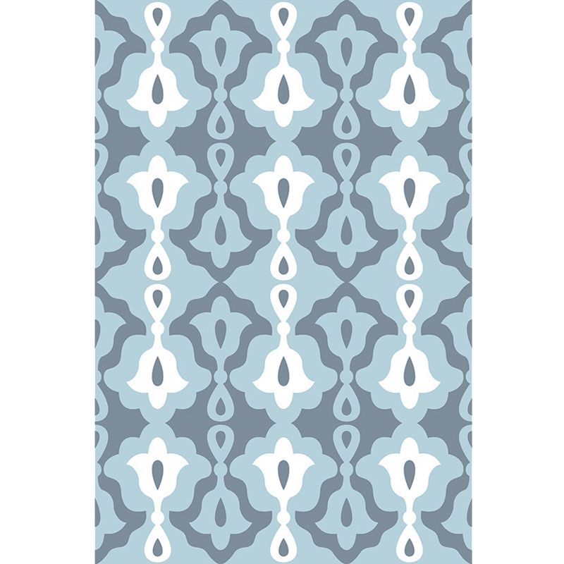 Retro Geometric Flower Match Tapis Bleu et vert Southwestern Rapis Polyester Animal Anipalable Not Sacking Area Washable Area pour salon