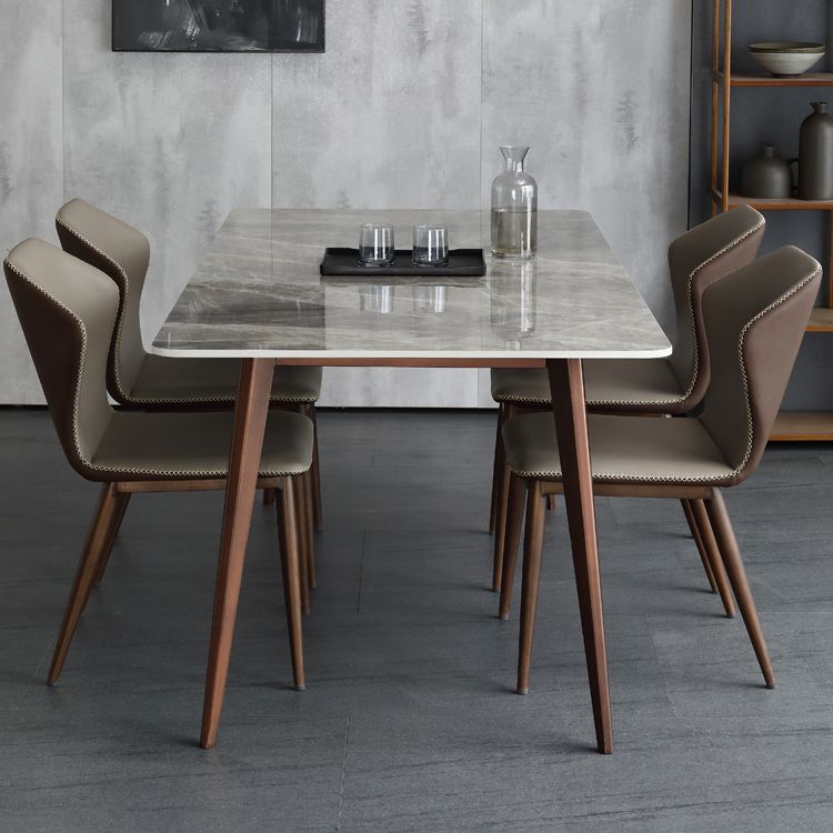 Mid-Century Modern Sintered Stone Table 4 Legs Rectangle Table for Home