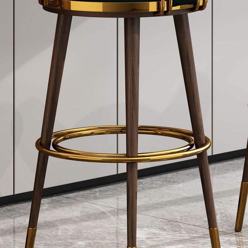 Velvet Matte Finish Counter & Bar Stools Contemporary Indoor Stools with Metal Legs