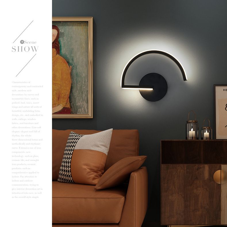 Nordic Fashion Wall Mount Lamp LED Metal Semicircle Sconce Light for Bedroom Living Room