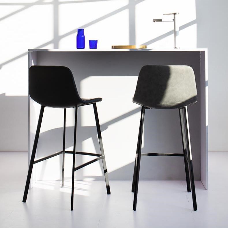 Industrial Low Back Bar-stool PU Leather Bar Stool with Metal Legs