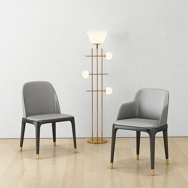 Industrial Dining Accent Chair Upholstered Indoor Chair in Gray