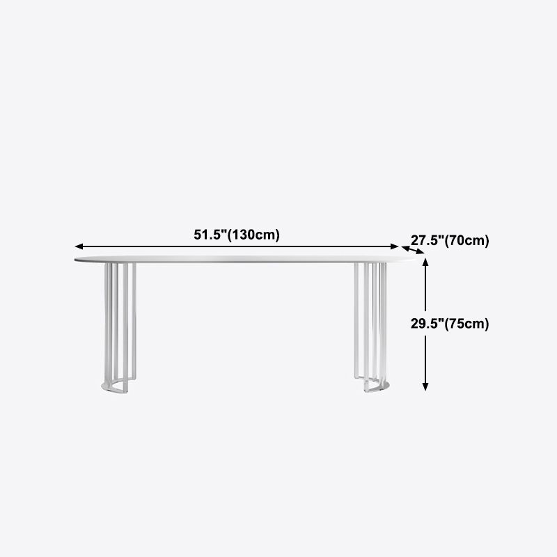 White Stone Dining Table Contemporary Dining Table with Sled Base