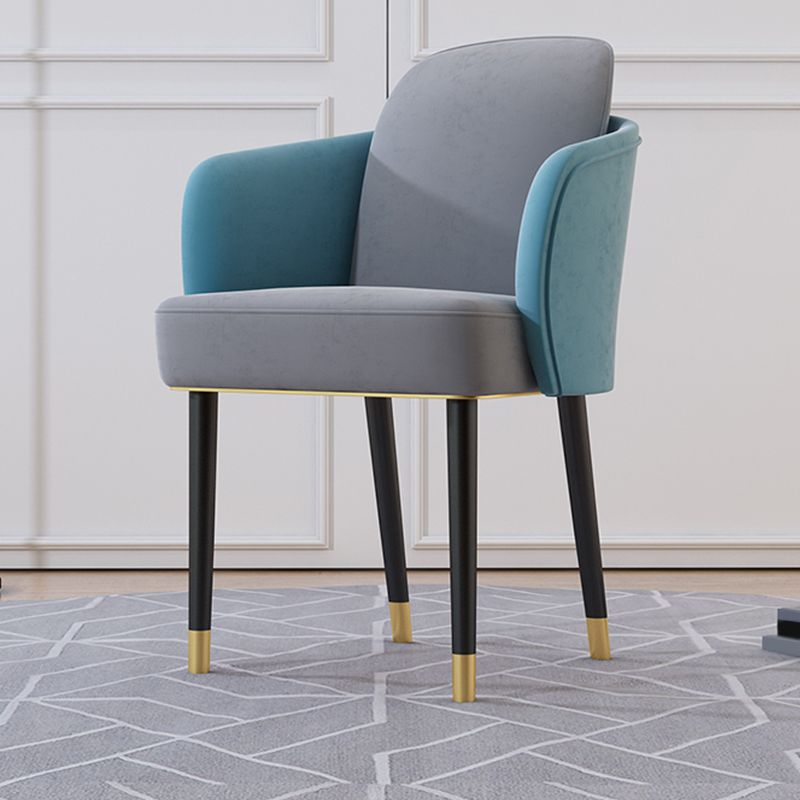 Upholstered Velvet Arm Chair Industrial Parsons Chair with Metal Legs