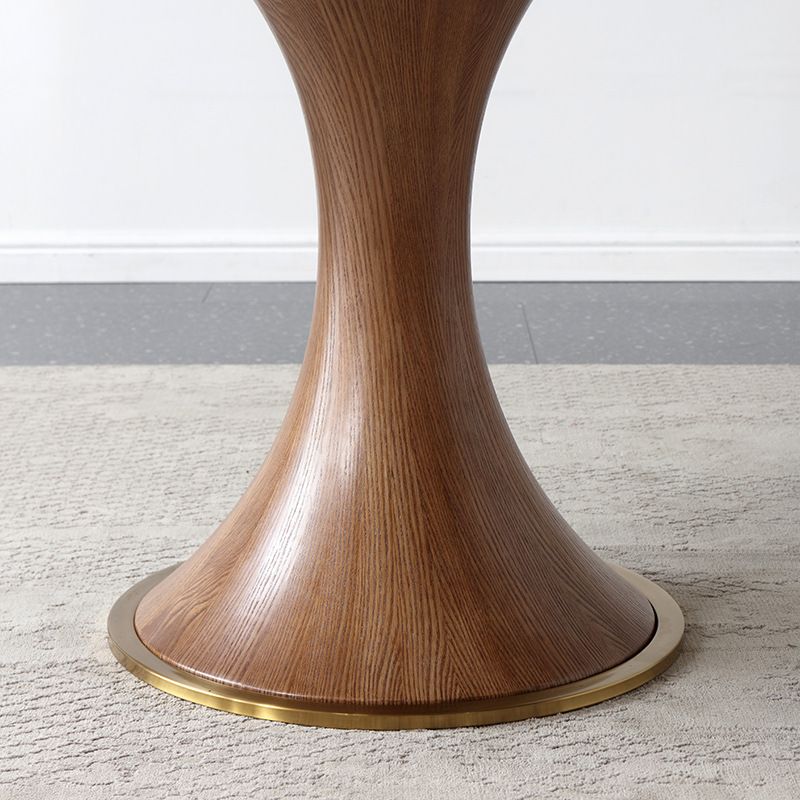 Round Sintered Stone Dining Table Modern Furniture with Pedestal Base for Indoor