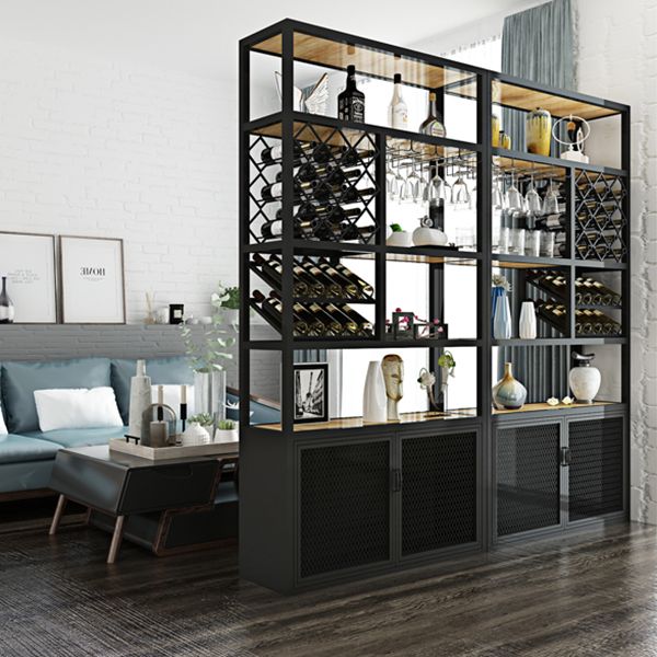 Iron Freestanding Wine Bottle & Glass Rack Modern Wine Rack with Shelf