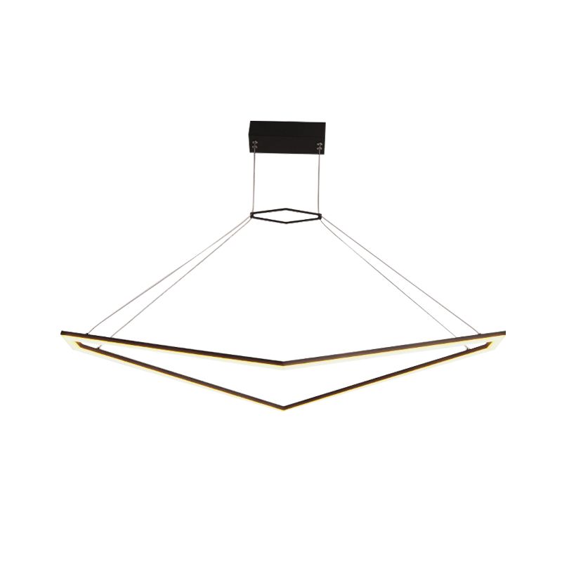 Acrylic Geometric Chandelier Pendant Light Simple LED Hanging Lamp Fixture in Black, White/Warm Light