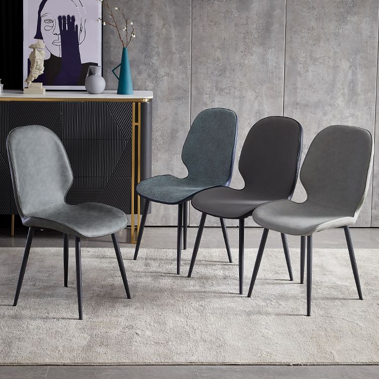 Contemporary Metal Dining Room Chairs Wingback Side Armless Chair for Home Use