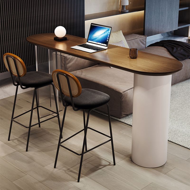 Contemporary Double Pedestal Bar Dining Table Solid Wood Dining Table