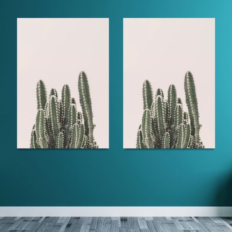 Toile murale avec plantes tropicales, décoration murale multi-pièces aux couleurs douces pour le salon