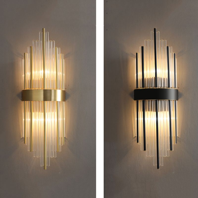 Transparente Kristall-LED-Wandlampe 23,5 "H Postmoderne Kupferleuchten für Wohnzimmer