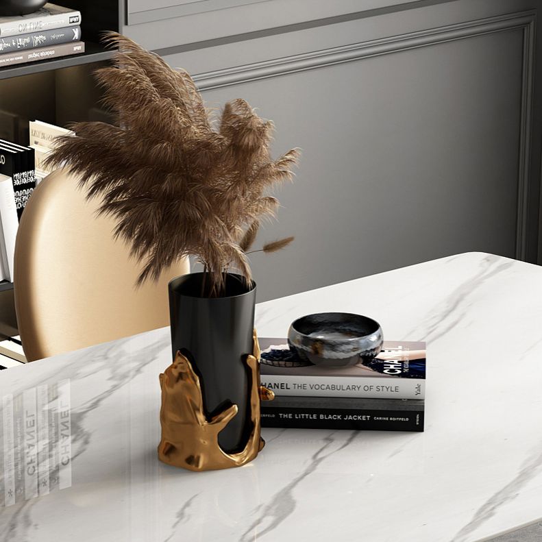 Glam Sintered Stone Dining Room Set Standard Height with Gold Leg Dining Furniture for Home Use