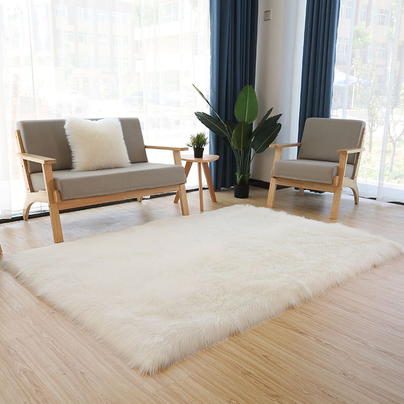 Casual Solid Area Carpet Polyester Shag Rug Non-Slip Backing Indoor Carpet for Home Decoration