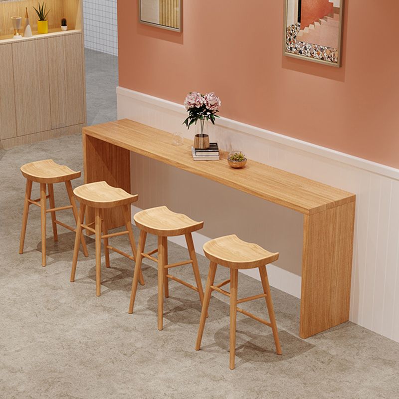 Contemporary Style 1/2/5/9 Pieces Bar Table Set Rectangle Wood Bar Table with Wood Stools