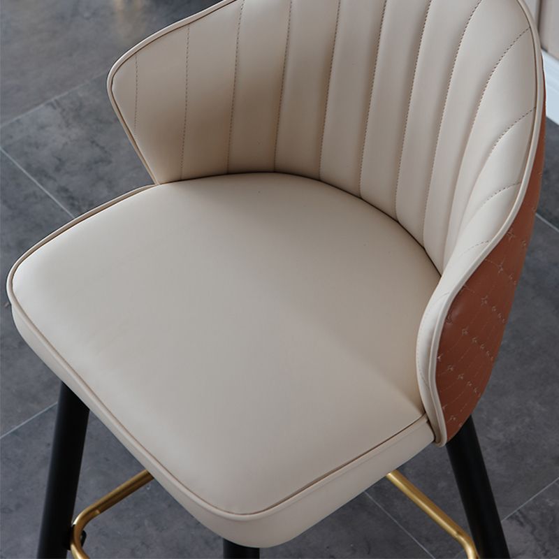 Glam Leather Bar Stool Backrest Counter Stool with Metal Legs