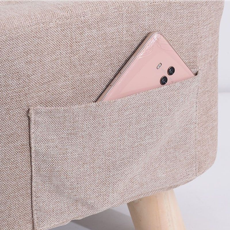 Modern Ottoman Fabric Upholstered Tufted Solid Color Pocket Square Ottoman with Chair Legs