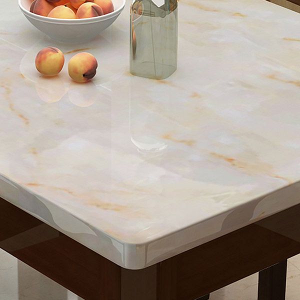Modern Stone Rectangle Dining Table Rubber Wood Legs for Dining Room