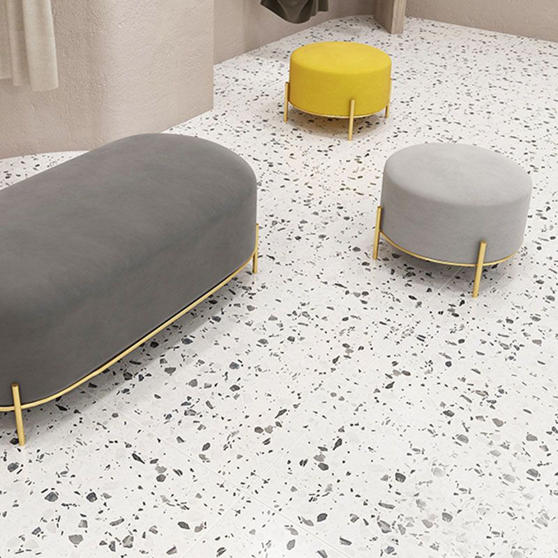 Solid Color Round Ottoman Mildew Resistant Velvet Upholstered Ottoman