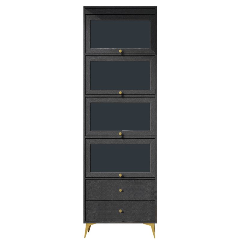 Contemporary 2- Drawer Black Wooden Cabinet, Rectangle Accent Cabinet