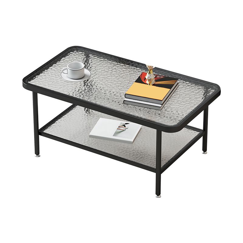 Glass-Topped Cocktail Table Rectangular Coffee Table for Living Room