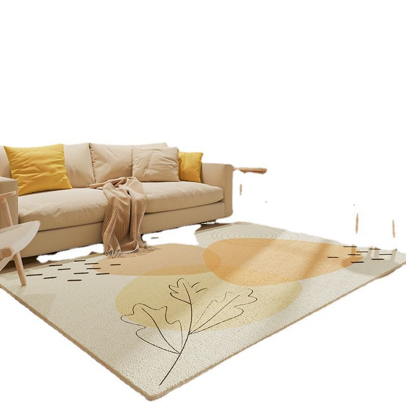 Minimalist Casual Color Indoor Rug Non-Slip Backing Machine Washable Carpet Polyster Rug