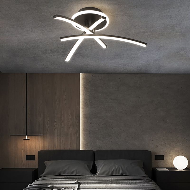 Line Semi Flush Mount Ceiling Light Fixture Modern Metal Living Room LED Ceiling Lighting