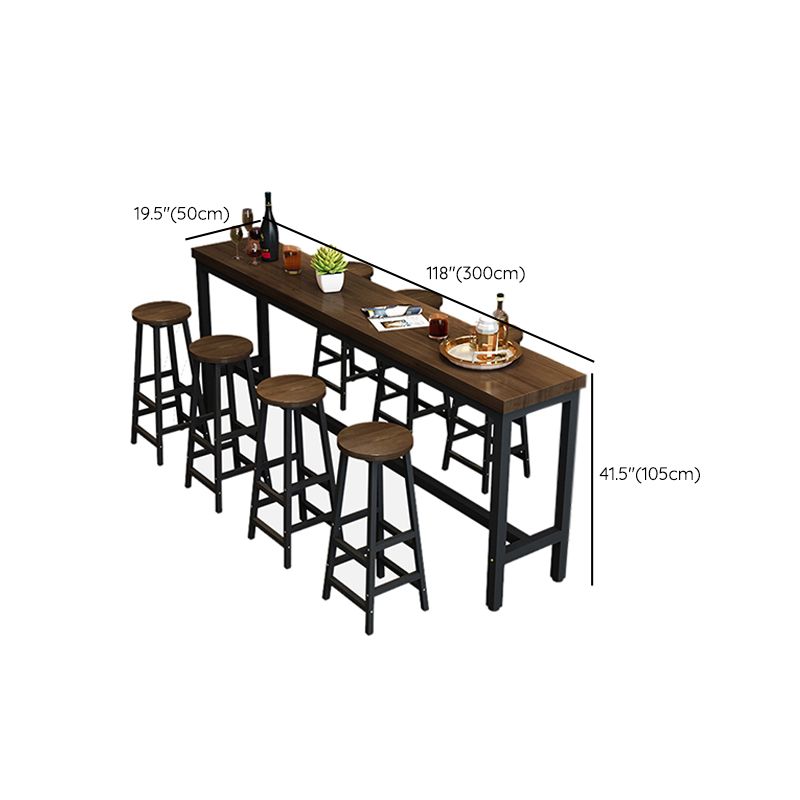 Modern Solid Wood Bar Dining Table Rectangle Bar Table in Brown