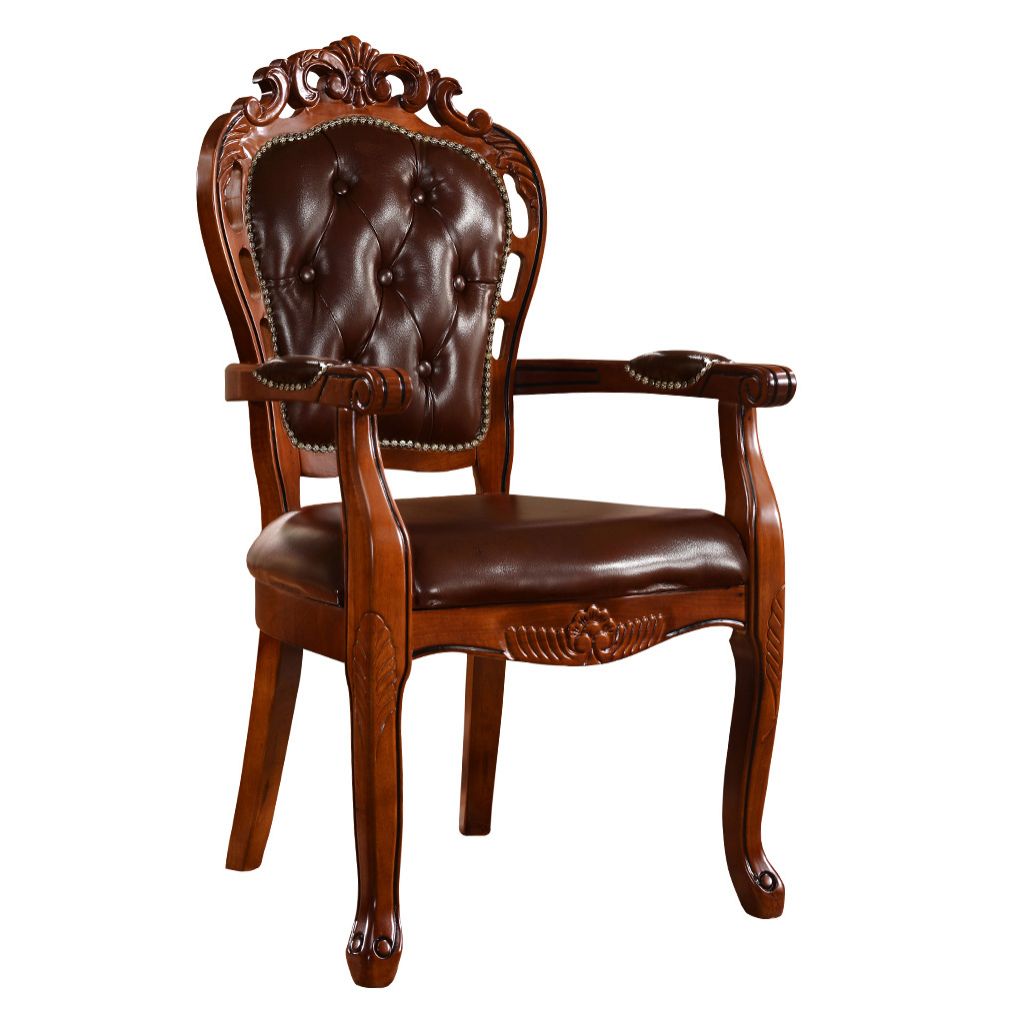 Chaise d'intérieur à dossier ouvert en bois de style victorien, chaise de salle à manger de 24 pouces de large