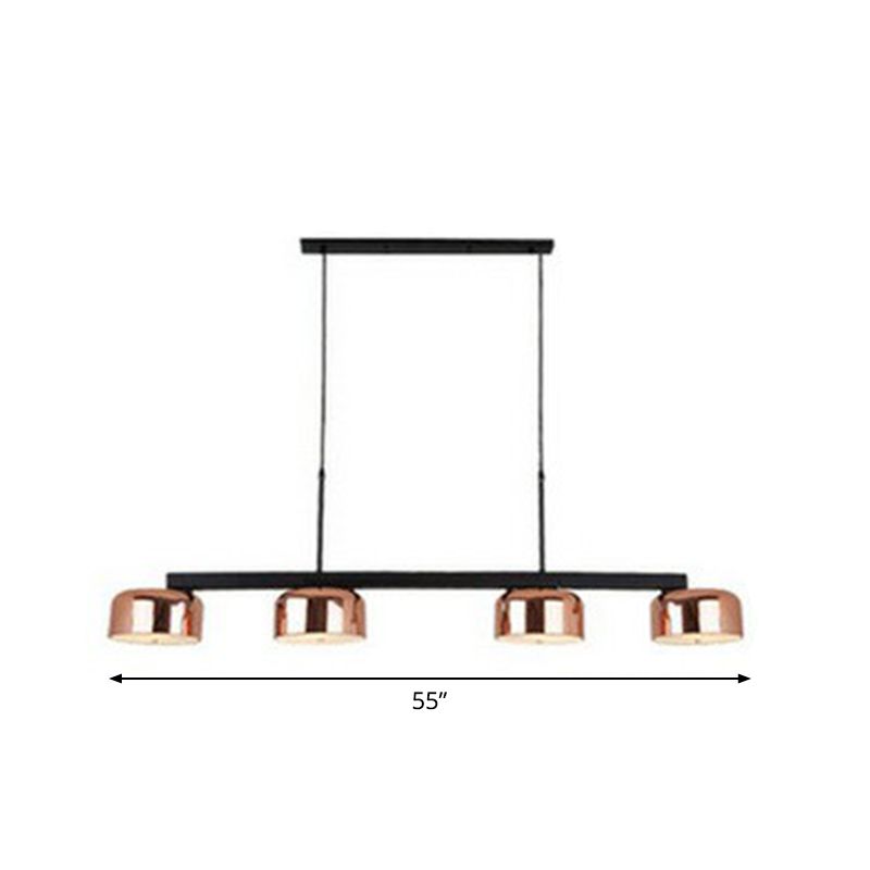 Bowl Shaped Pendant Light Fixture Minimalist Metal 4-Light Dining Room Island Light in Rose Gold
