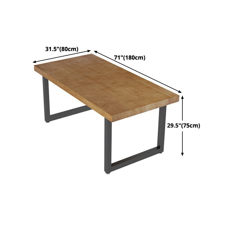 Metal Industrial Rectangle Furniture Pine Solid Wood Top Dining Table with Sled Base