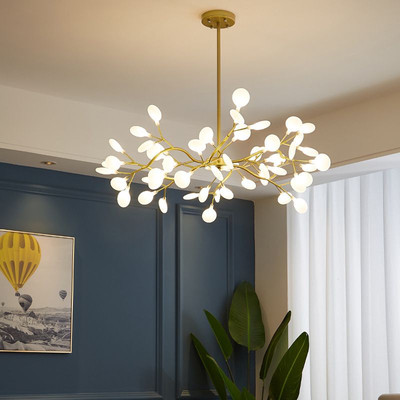 Multi Light Firefly Hanging Chandelier Modern Style Metal Hanging Lamp with Acrylic Shade