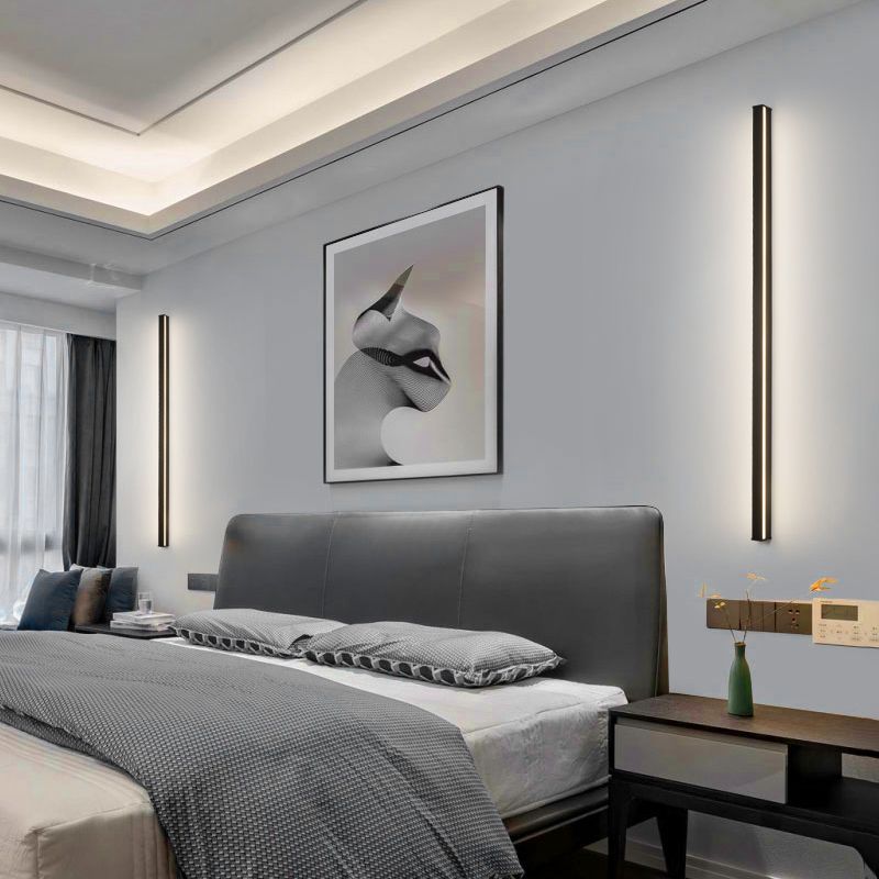 Linearer Schatten Metall Wandleuchter moderner Stil Einleichter Wandhalterung in Schwarz