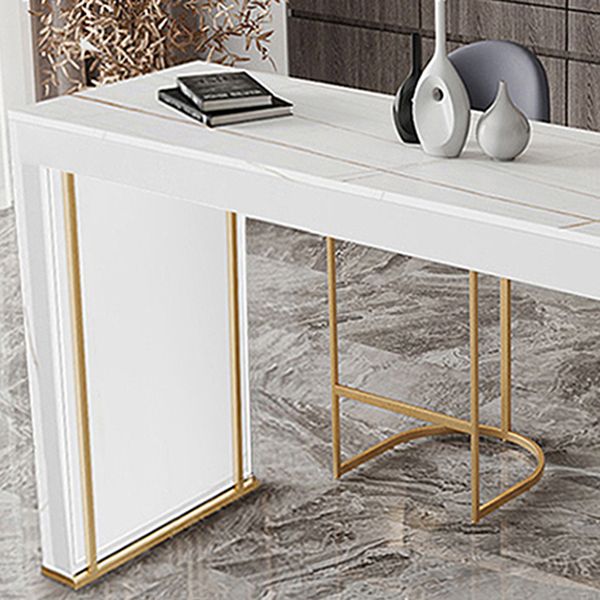 Modern Bar Pub Table Set 1/3 Pcs  Rectangle Stone Top Bar Table and Upholstered Stools