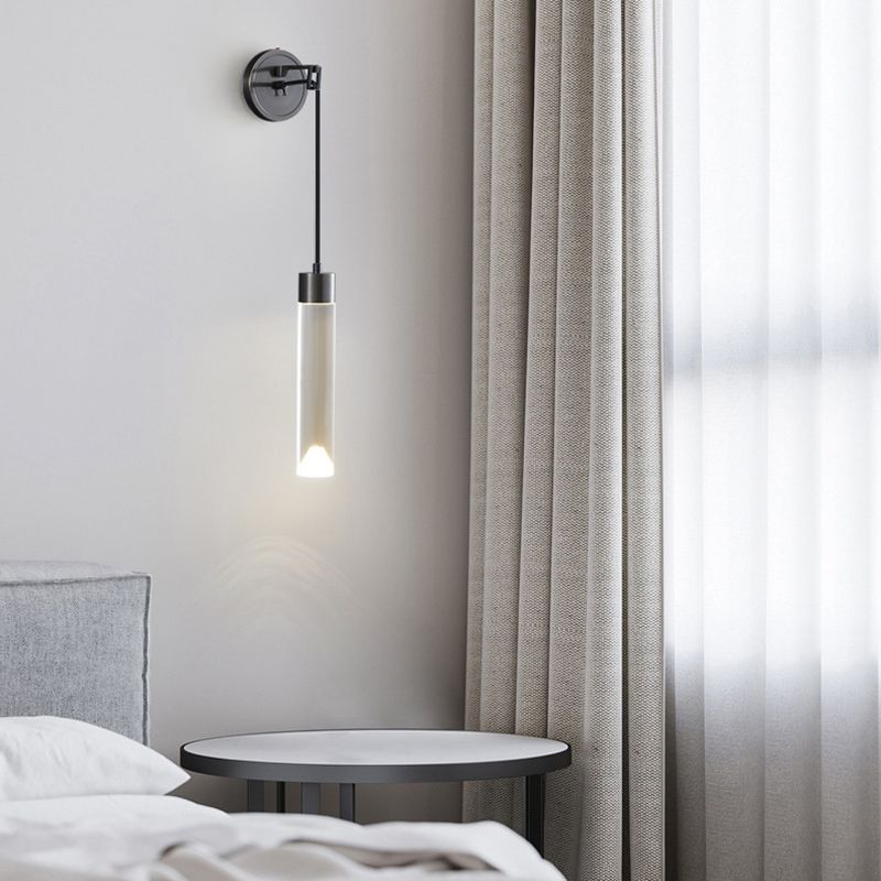 Contemporary Wall Sconce Cylinder Crystal Sconce Lighting for Bedroom