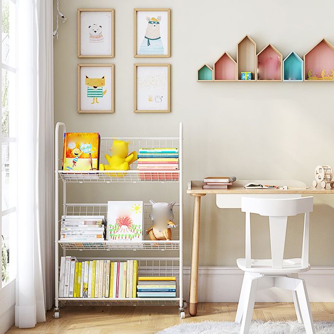 Modern Style Steel Bookshelf Open Back Etagere Bookcase for Home