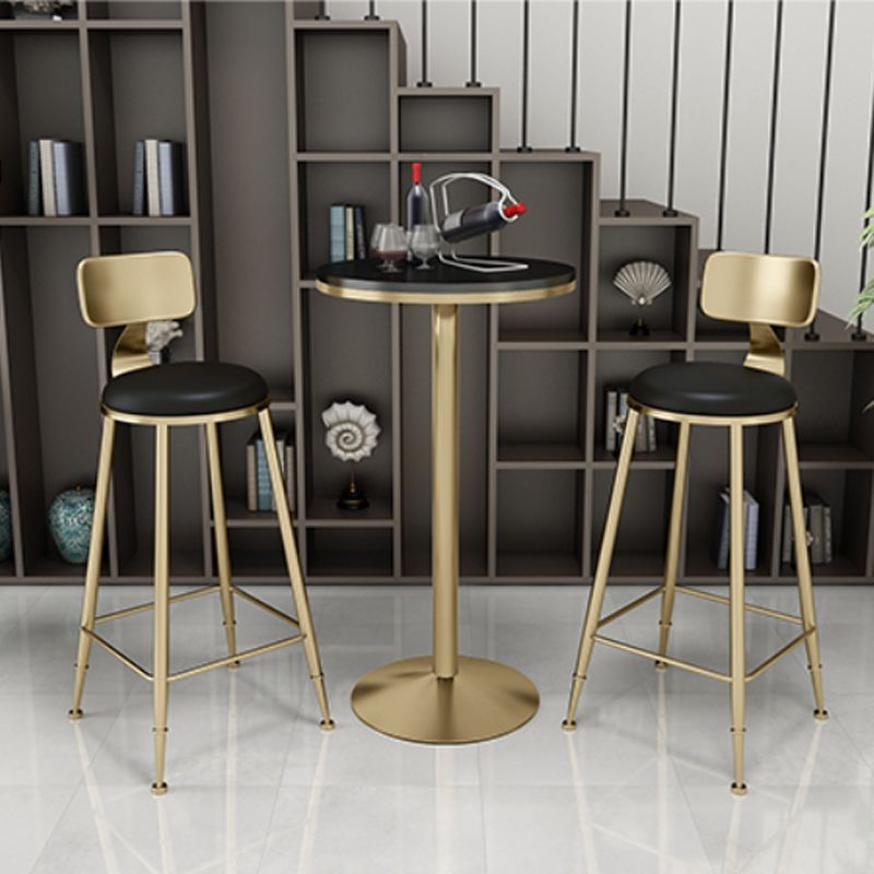 Glam 1/3/5 Pieces Bar Table Set Round Stone Counter Table with High Stools for Cafe