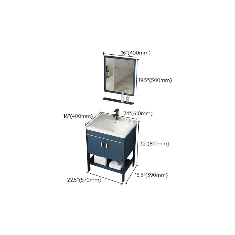 Contemporary Vanity Sink Mirror Cabinet Metal Vanity Cabinet with Storage Shelving