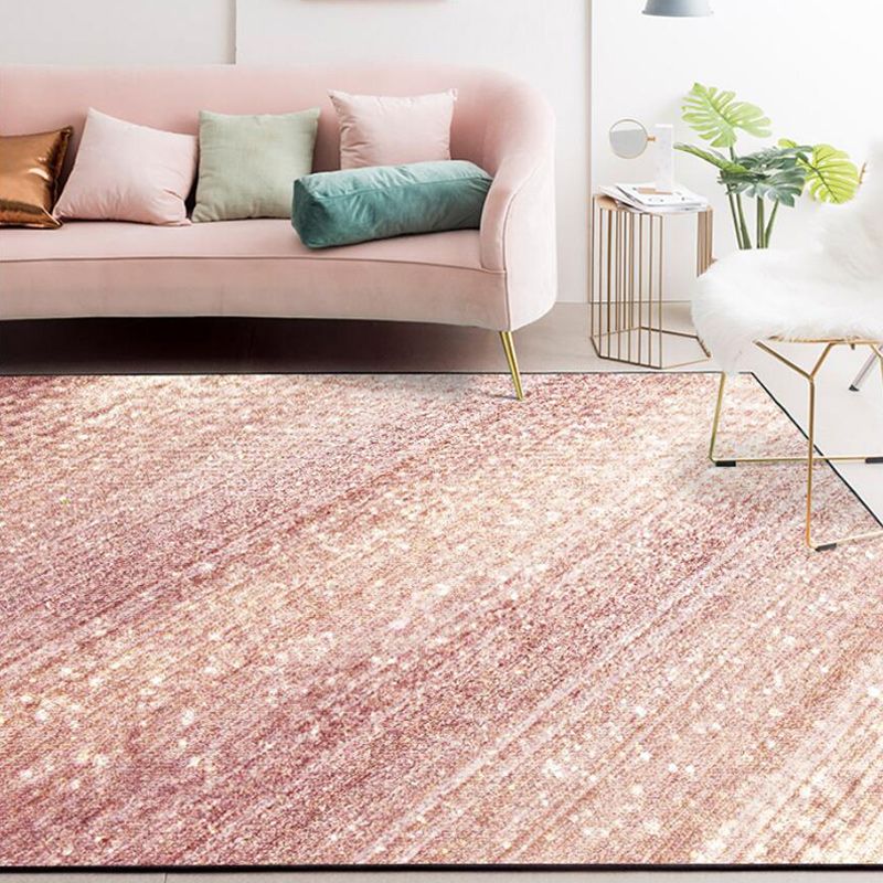 Modern Living Room Rug in Pink Glaming Stripe Print Rug Polyester Non-Slip Machine Washable Area Rug