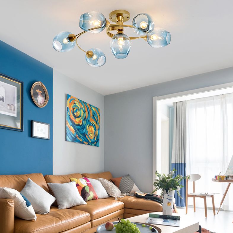 Minimalist Cup Ceiling Light Nordic Glass Shade Ceiling Mounted Fixture for Living Room