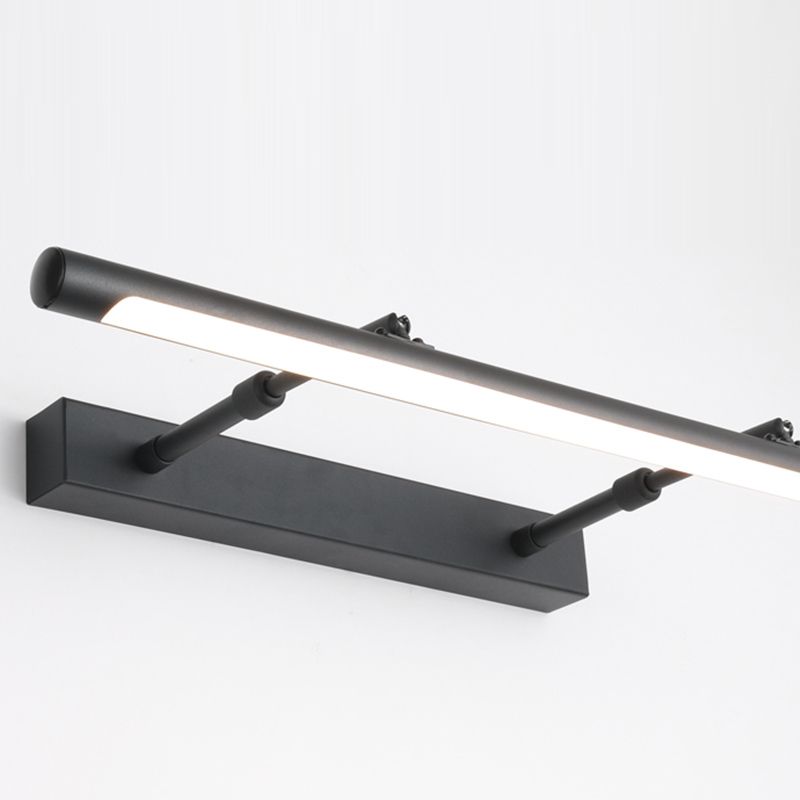 Linear Metal Wall Sconce Modern 1 Light Mirror Swing Arm Wall Mount Lighting in Black