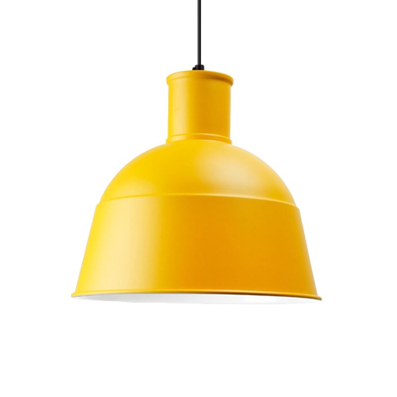 Dining Room Kindergarten Bowl Pendant Light Aluminum One-Light Macaron Loft Hanging Lamp