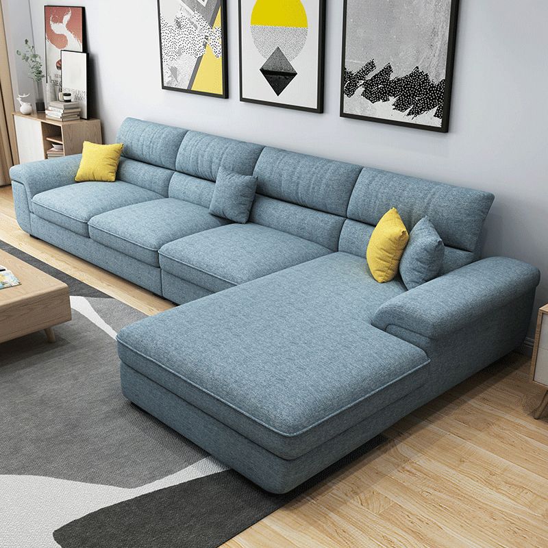 Nordic Cushions Stationary Fabric Living Room Recessed Arm Sofa