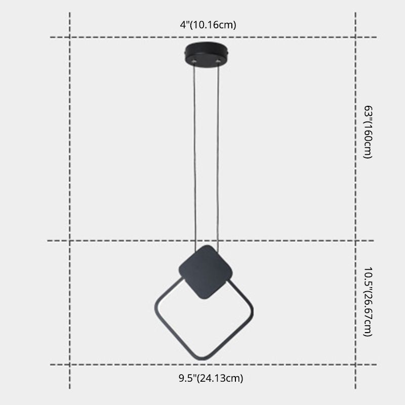 Minimalismus -LED -Pendellichtkit Black Geometrisches hängendes Lichtkit mit Metallschatten