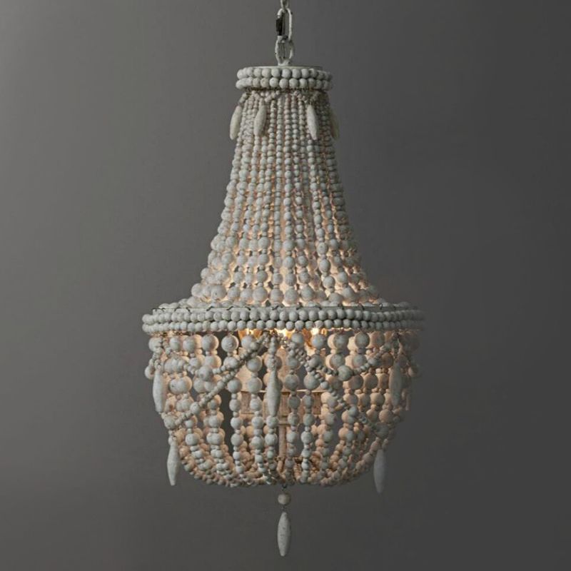 Wood Basket Shade Chandelier Light Country 3 Lights Living Room Pendant Lamp