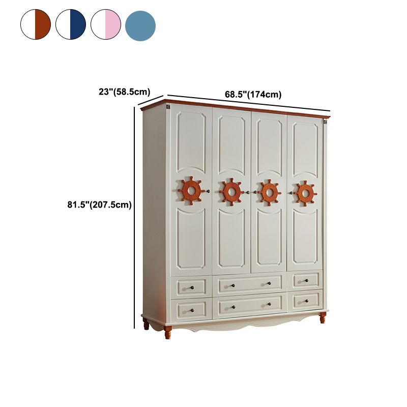 Coastal Engineered Wood Armoire for Bedroom Matte Finish Cabinet with Hinged Door