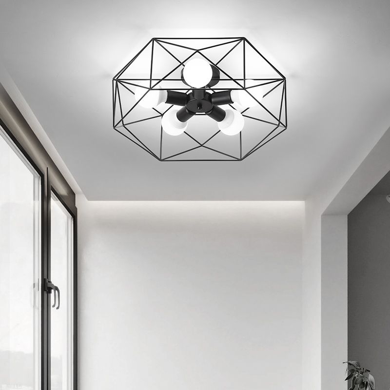 Retro Flush Mount Ceiling Light Caged Ceiling Lamp for Bedroom